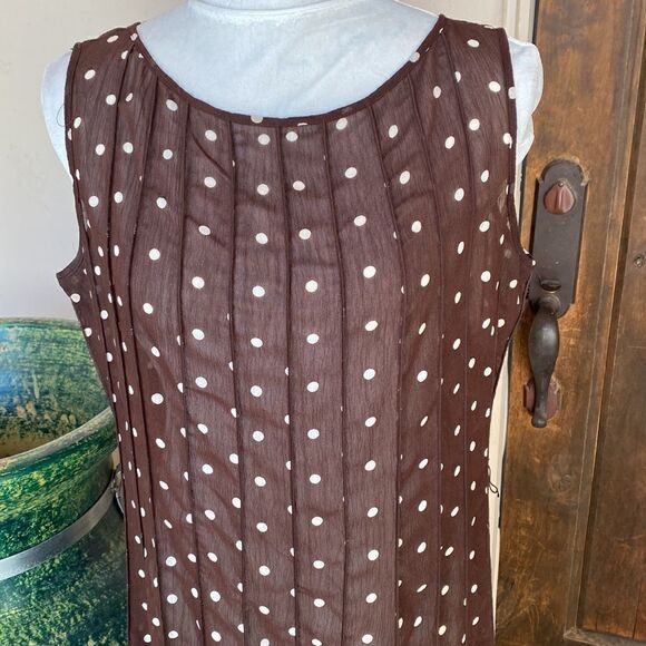 Sheer brown polka dot dress by Dressbarn size 14 - Picture 2 of 9
